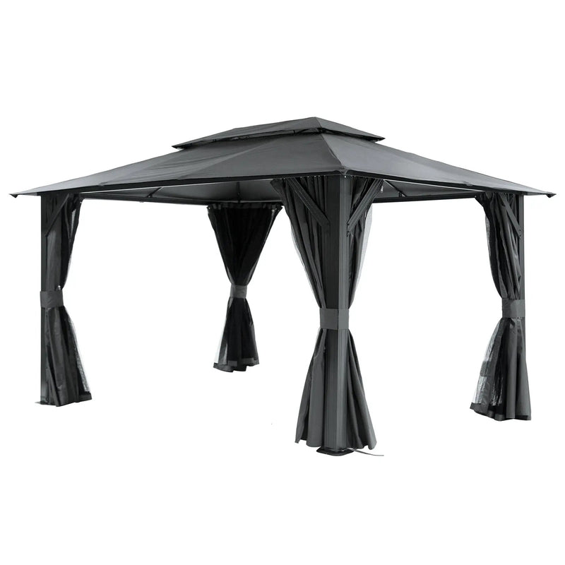 10'x13' Outdoor Gazebo with Double Roof and Mosquito Netting by HouseOfZazla