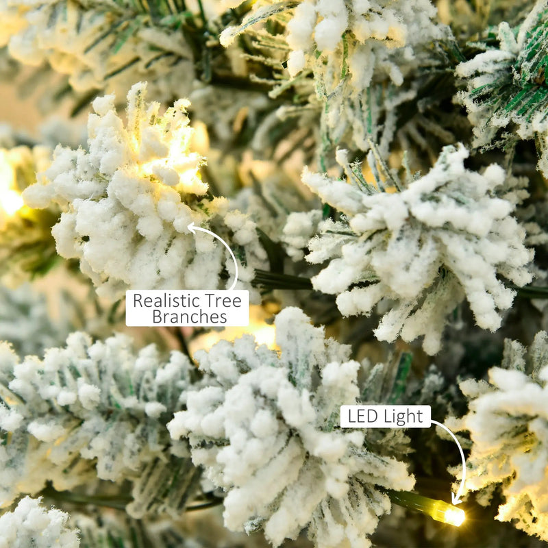 HOMCOM 6ft Pre-Lit Snow-Flocked Slim Douglas Fir Christmas Tree by HouseOfZazla