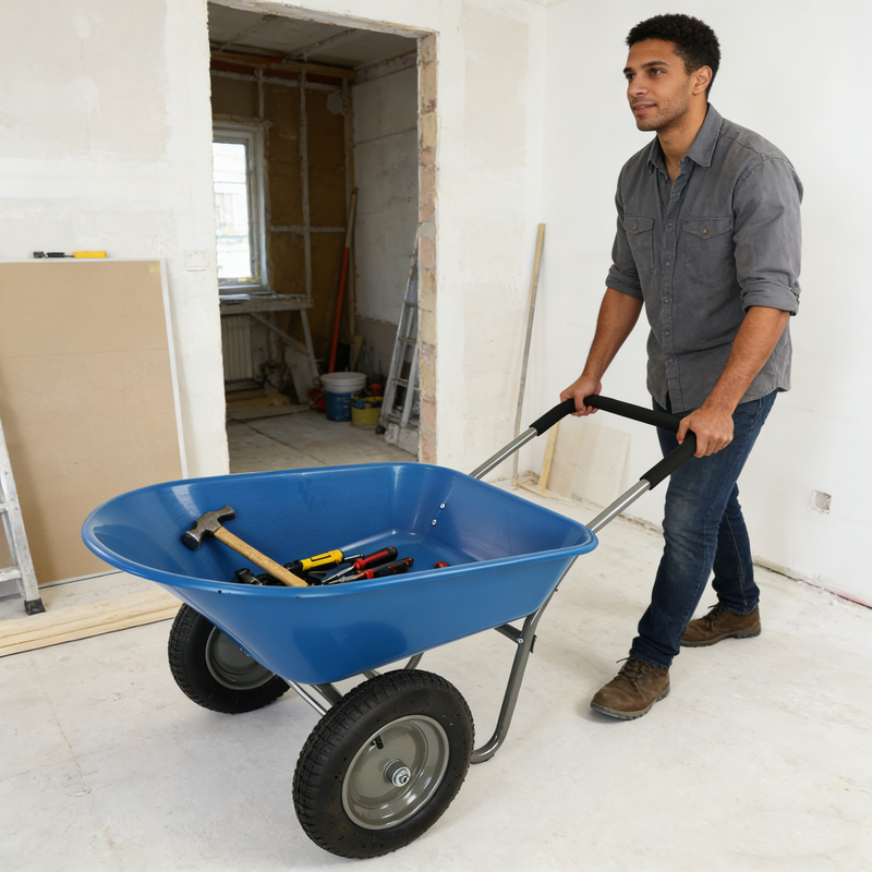 Two Wheeled Trolley Wheel Barrow with ABS+Steel Construction - Black, photo 9 of 10
