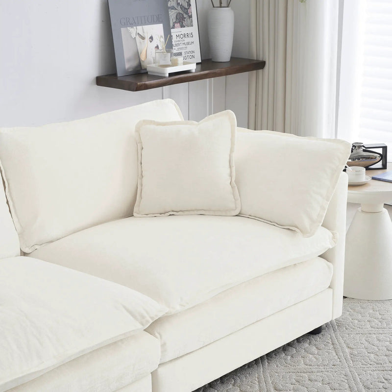 Mid-Century Modern Couch 3-Seater Sofa with Chenille Fabric by HouseOfZazla
