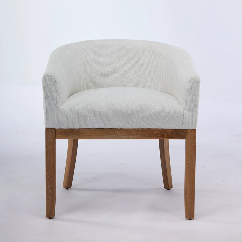 Mid Century Modern Upholstered Barrel Dining Chair with Arms by HouseOfZazla