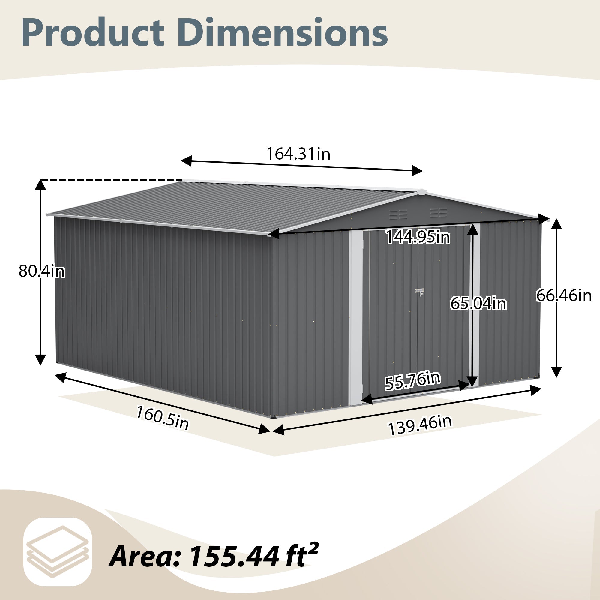 12×14 ft Outdoor Metal Storage Shed by HouseOfZazla
