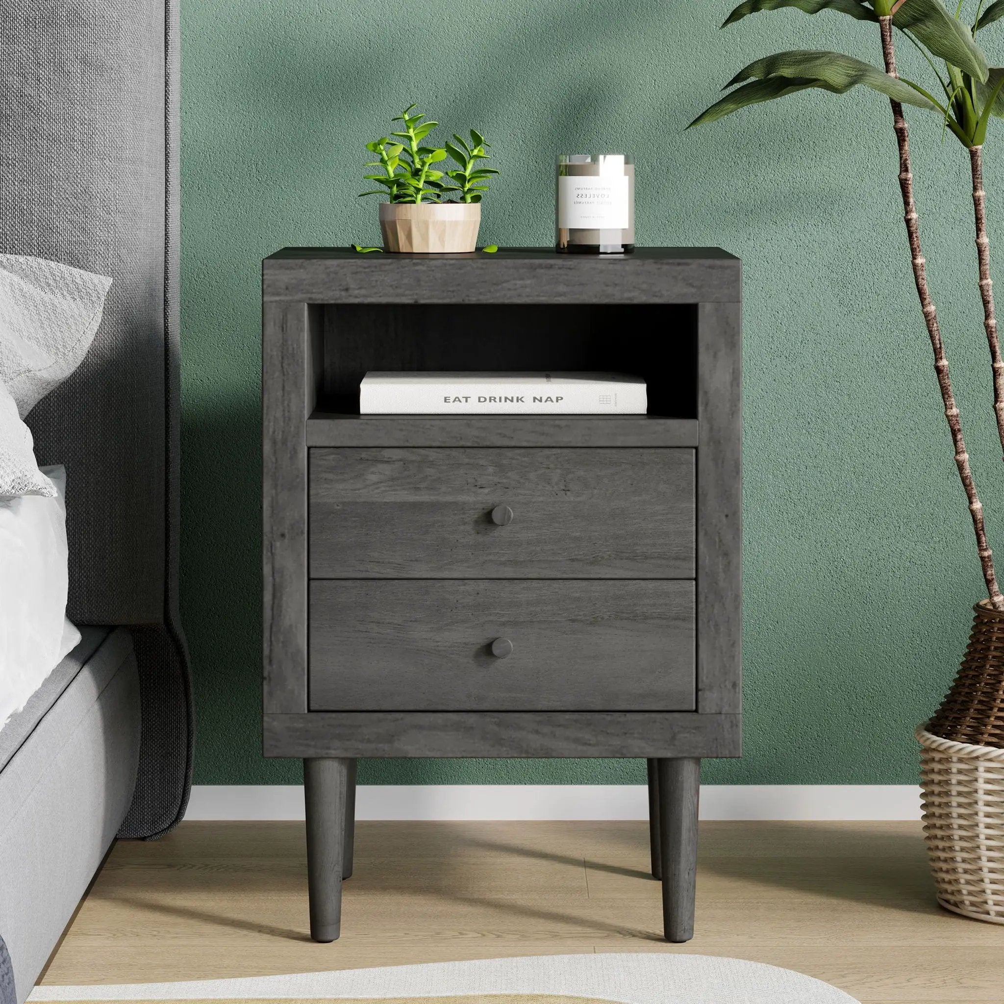 Nystrom Mid Century Modern 2 Drawer Nightstand by HouseOfZazla