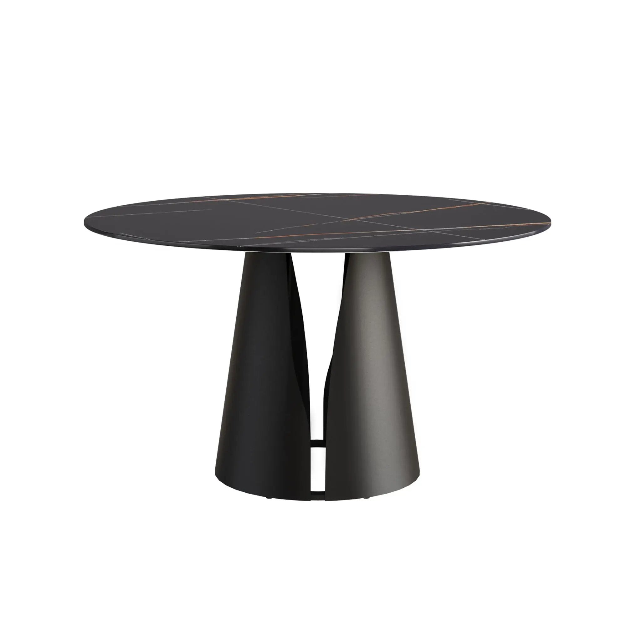 Modern Artificial Stone Round Carbon Steel Base Dining Table, Can Accommodate 6 People - Black by HouseOfZazla