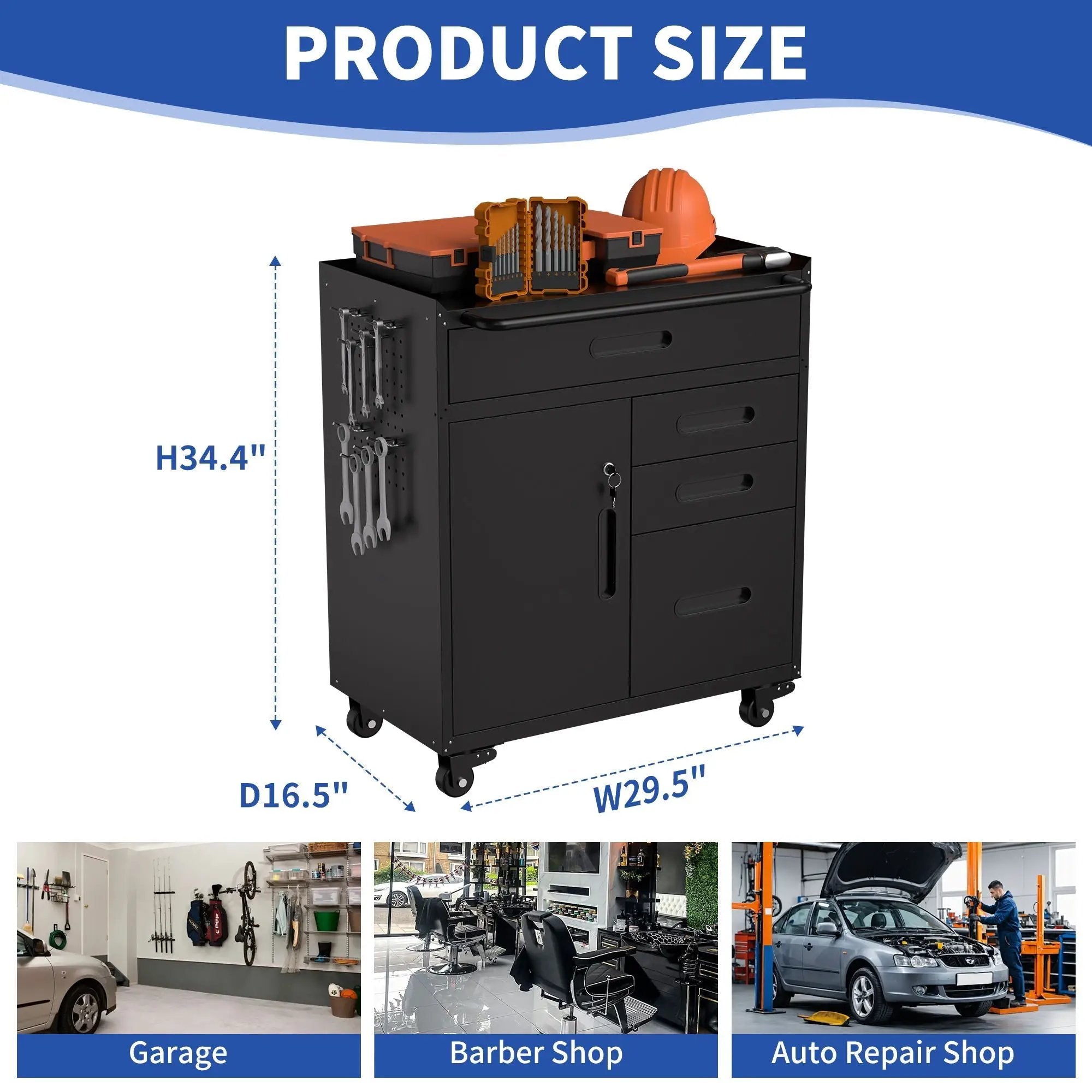 Rolling Tool Cabinet Heavy Duty Garage Storage With Lockable Doors by HouseOfZazla
