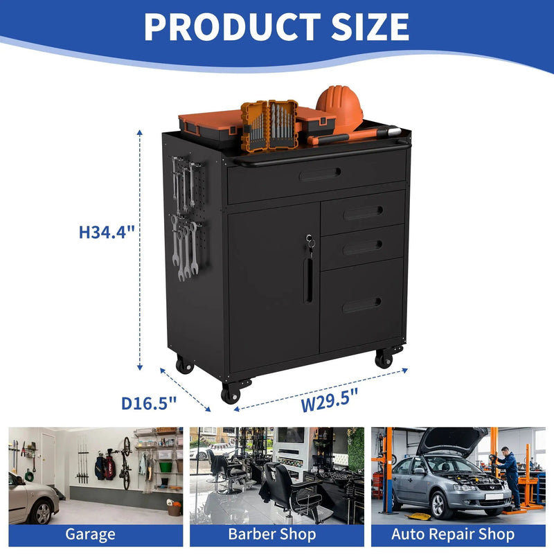 Rolling Tool Cabinet Heavy Duty Garage Storage With Lockable Doors by HouseOfZazla