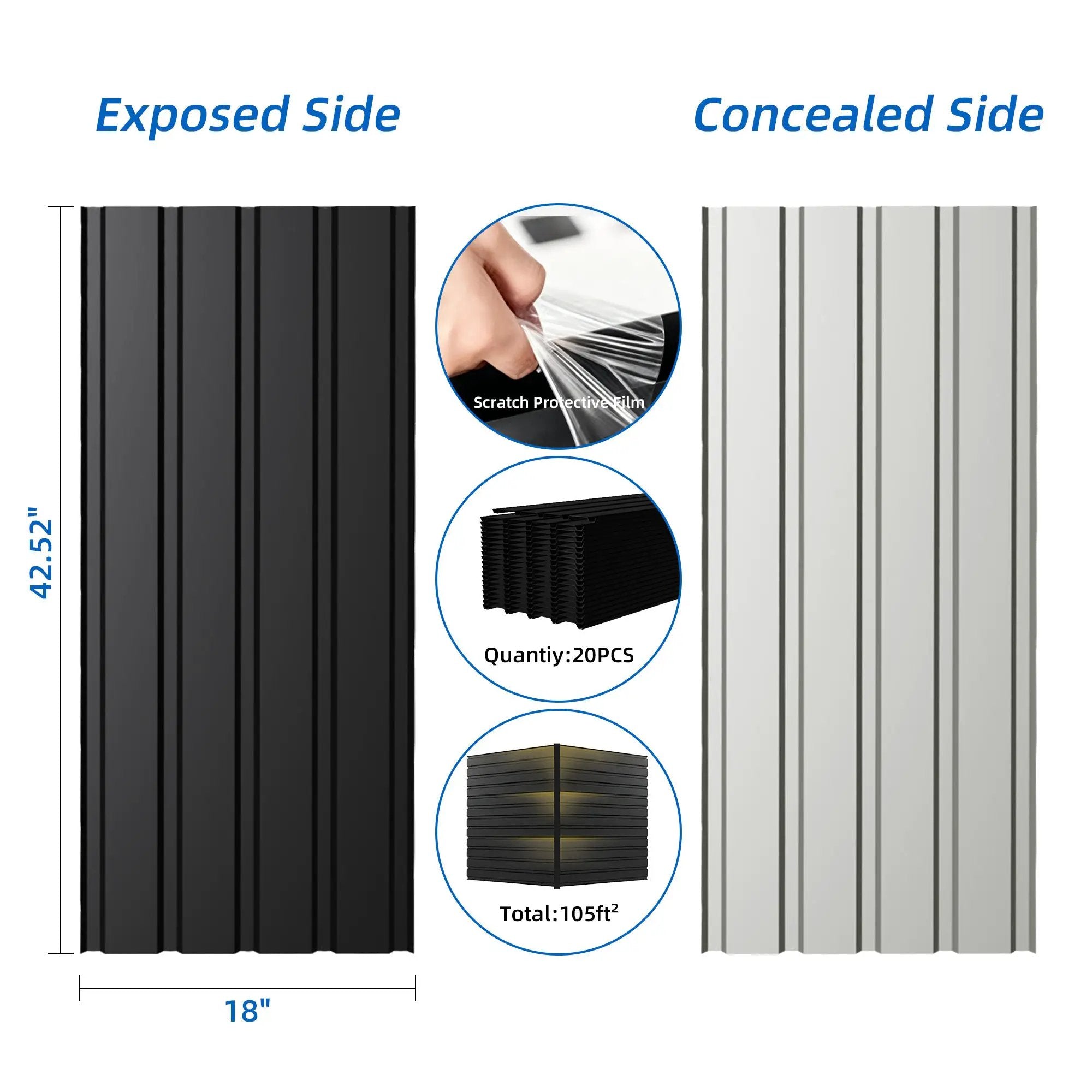 Galvanized Metal Roof Panels - 20 Piece Set by HouseOfZazla