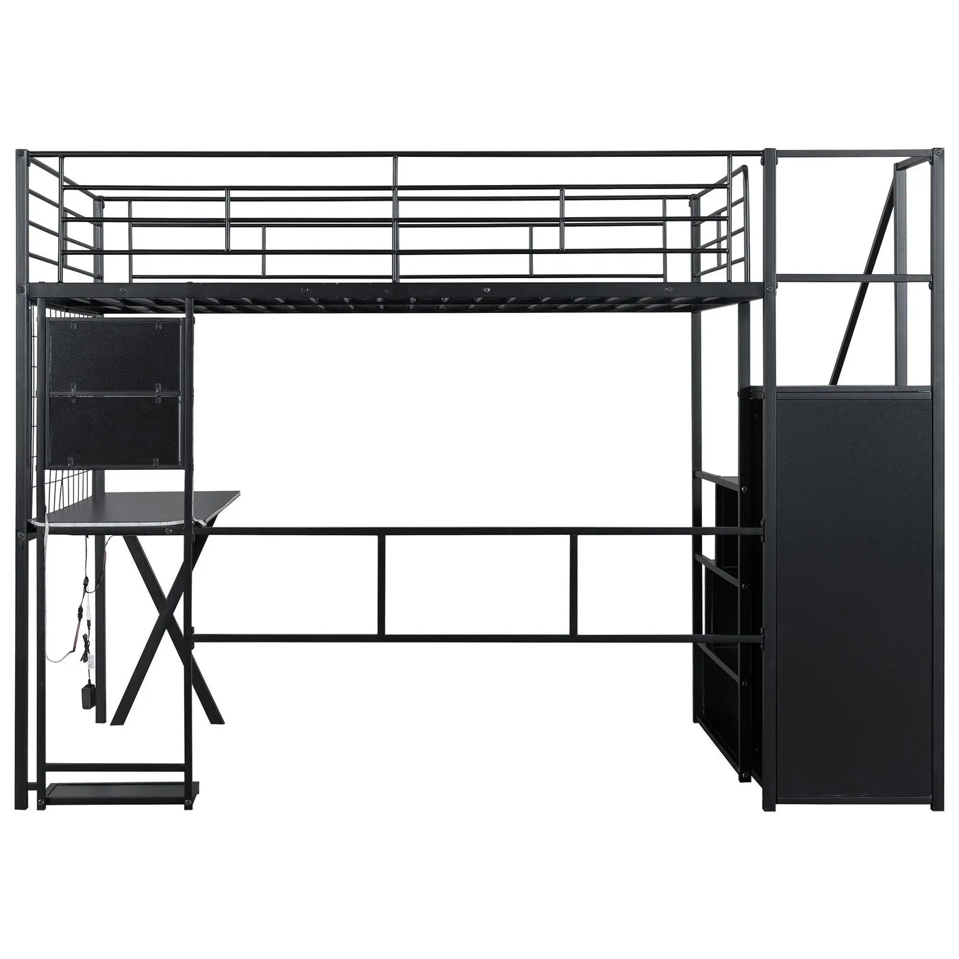 Loft Bed With Built In Work Station, Wardrobe, Storage Staircase And LED by HouseOfZazla