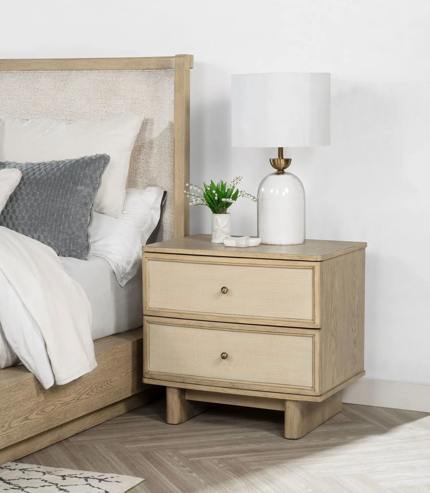 Kailani 2-drawer Nightstand Bedside Table Beige Oak by Unique Piece Furniture