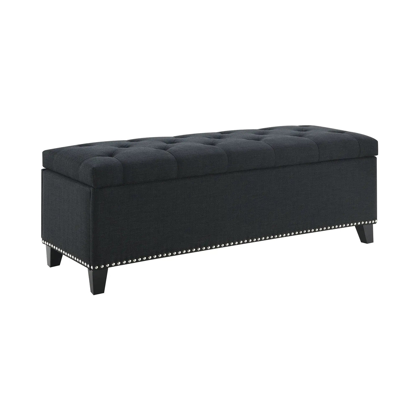 Button-Tufted Storage Ottoman With Safety Close Hinge by HouseOfZazla