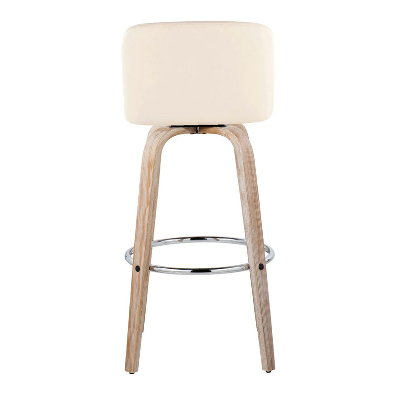 Toriano - Contemporary Fixed Height Barstool With Swivel & Round Footrest (Set of 2) by HouseOfZazla