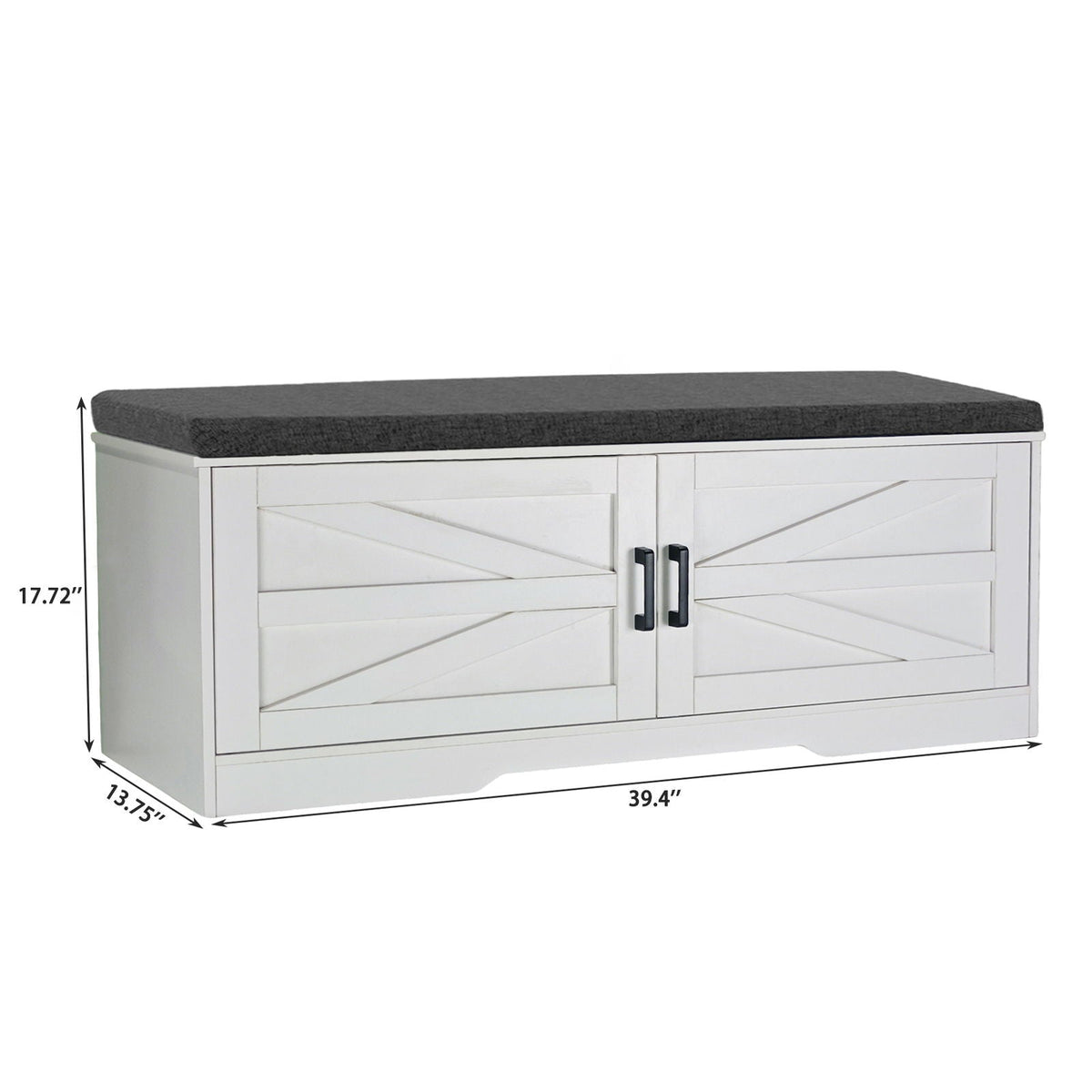 2 Tier Shoe Bench with Padded Seat and Adjustable Shelves - White, photo 4 of 4