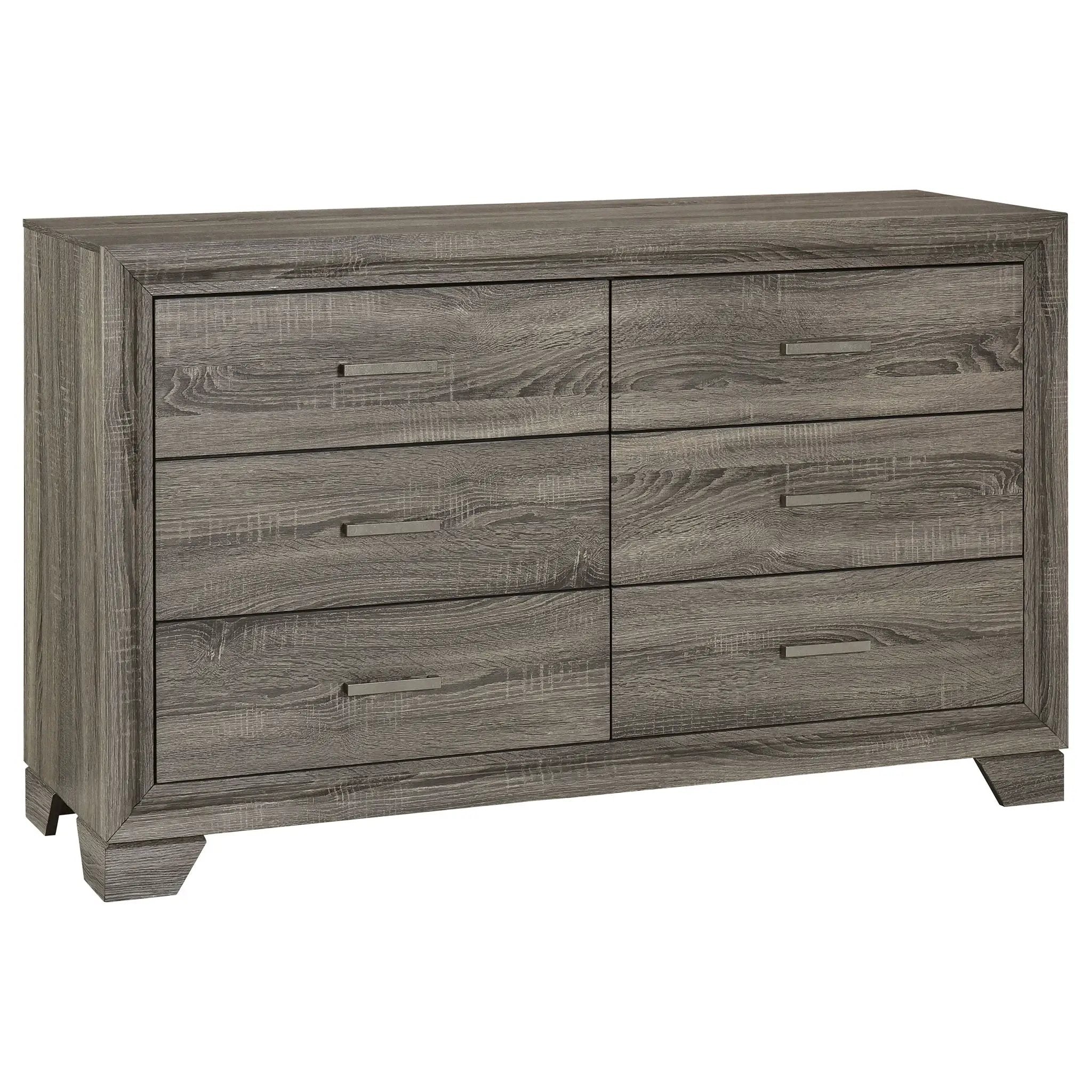 Funston - 4 Piece Queen Bedroom Set With Upholstered Headboard - Oak