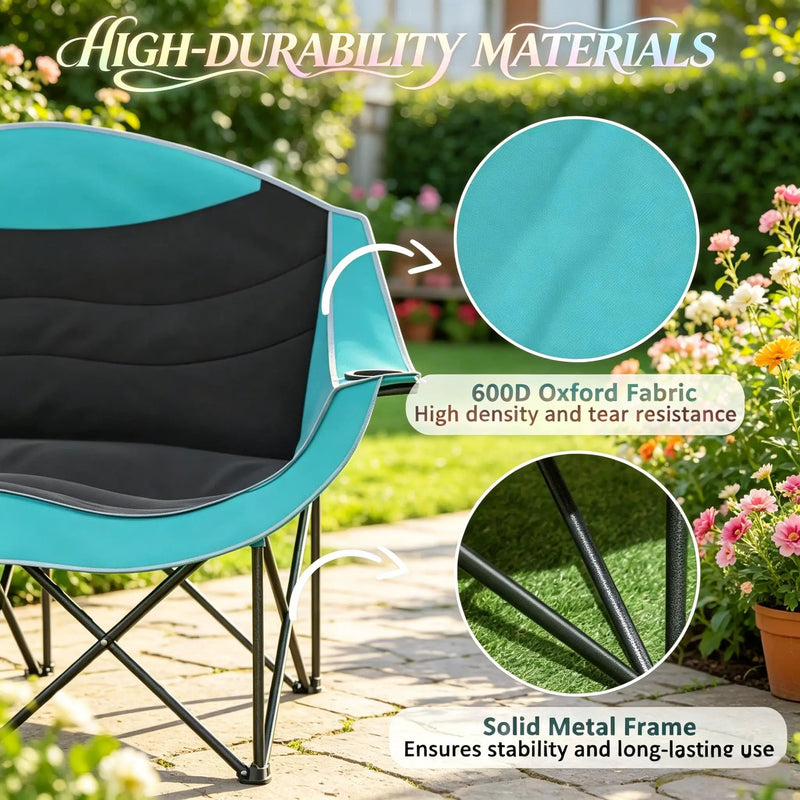 Foldable Outdoor Chair, Camping Chair, Outdoor Loveseat, Portable Hiking Chair by HouseOfZazla