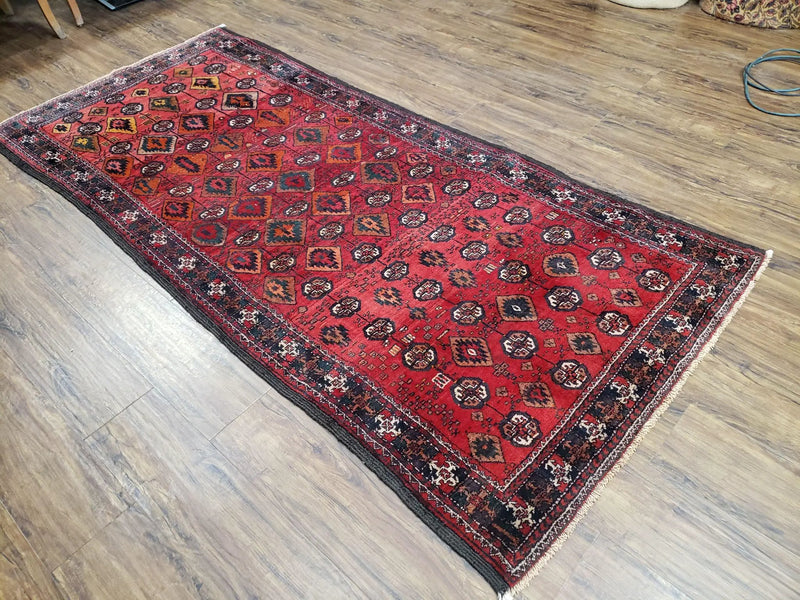 4 x 8 Handmade Baluch Afghan Turkoman Tribal Wool Rug Organic Dyes 8x4 Carpet by Jewel Rugs