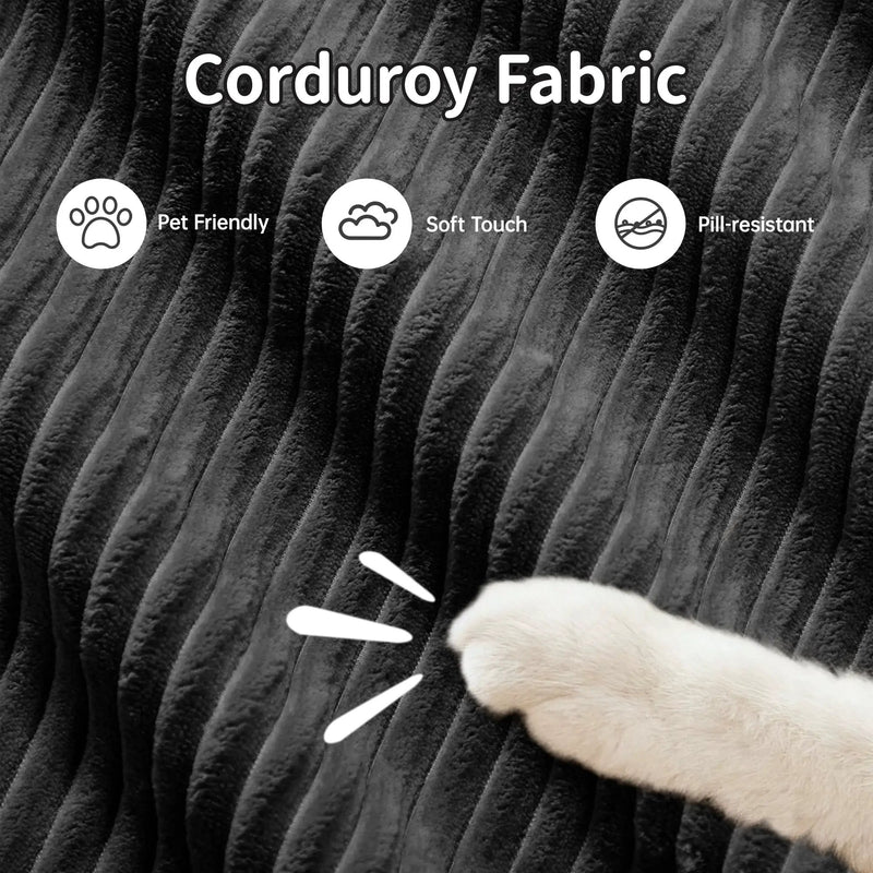 U-Shaped Modular Sofa with Breathable Corduroy Fabric by HouseOfZazla
