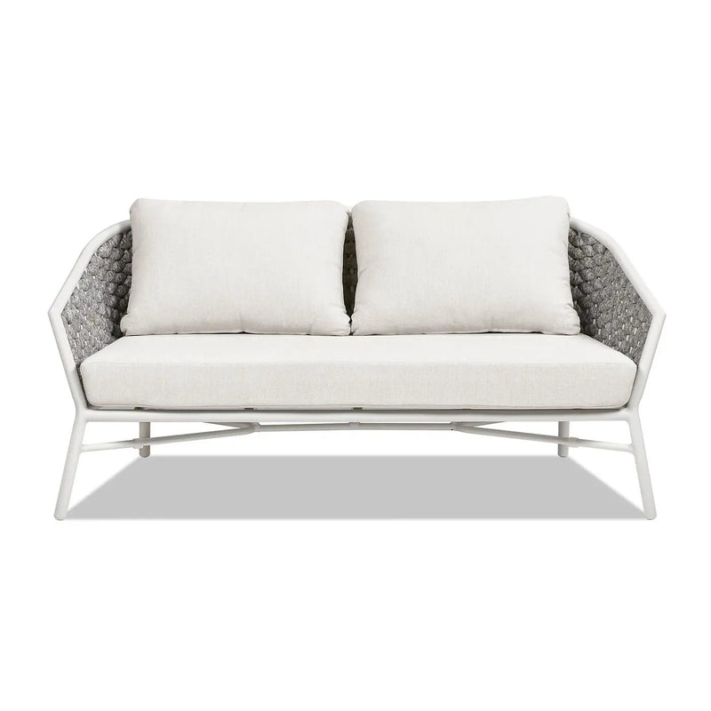 Rowan - Rope Barrel Back Patio Conversation Loveseat Sofa - Optic White by Unique Piece Furniture