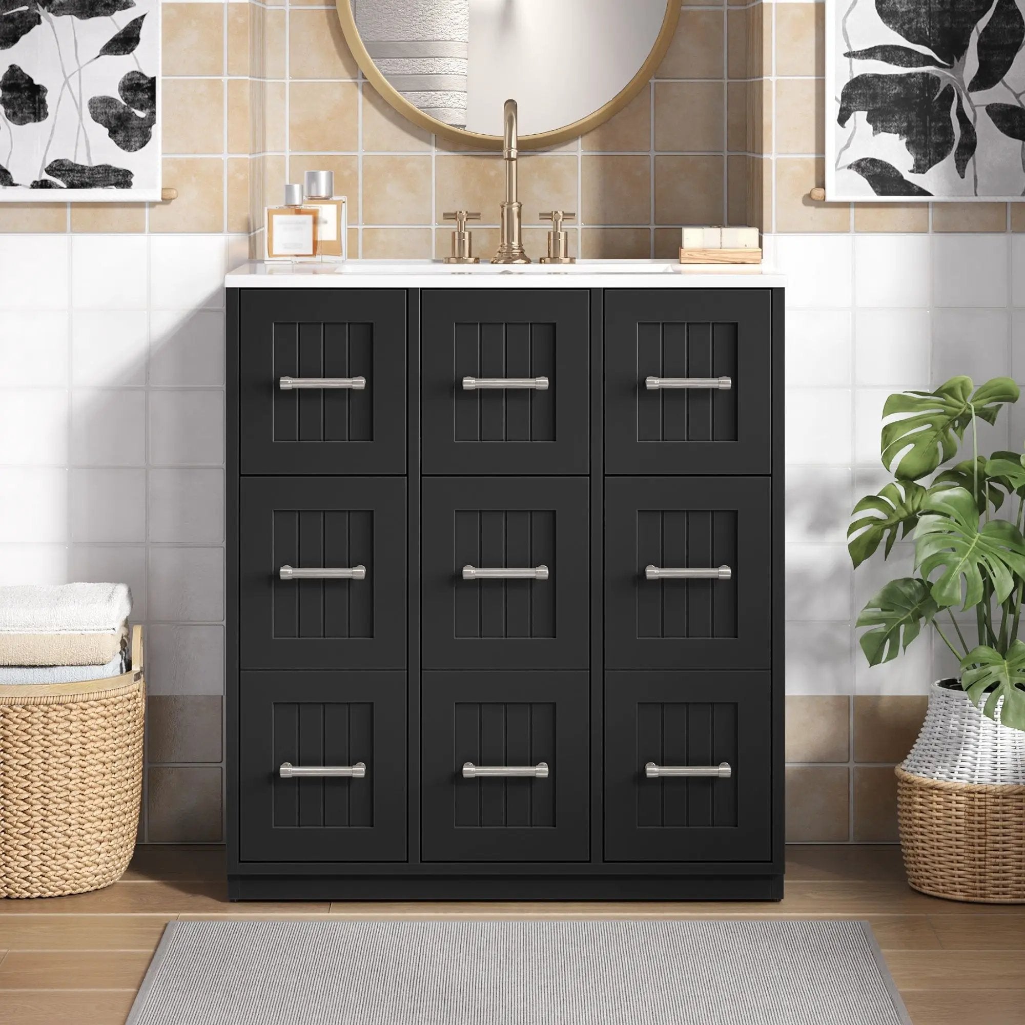 Bathroom Vanity With Undermount Sink, Soft-Close Doors, Drawers, Ceramic Sink by Unique Piece Furniture
