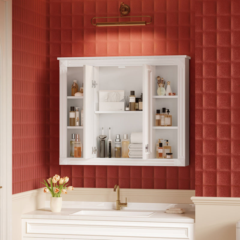 Wall-Mounted Medicine Cabinet with Adjustable Shelf - Soft-Closing Hinges - White, photo 4 of 4