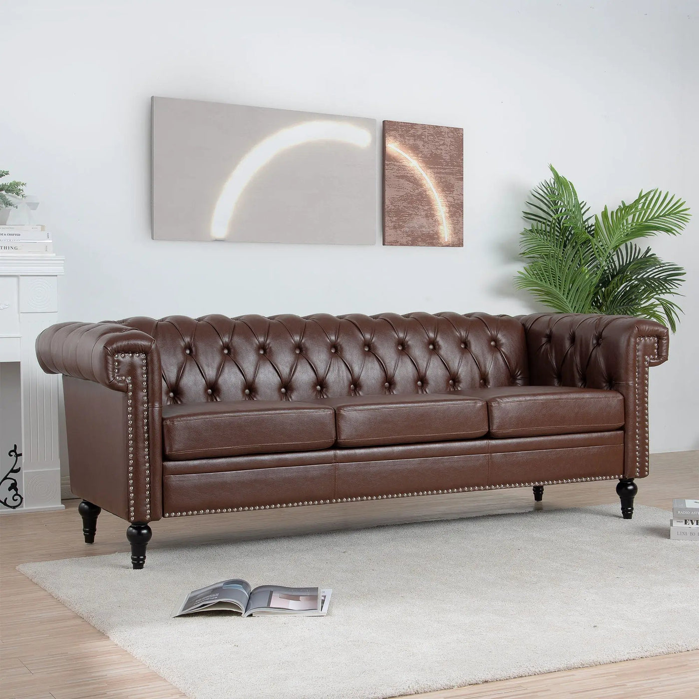 Traditional Square Arm Removable Cushion 3 Seater Sofa by HouseOfZazla
