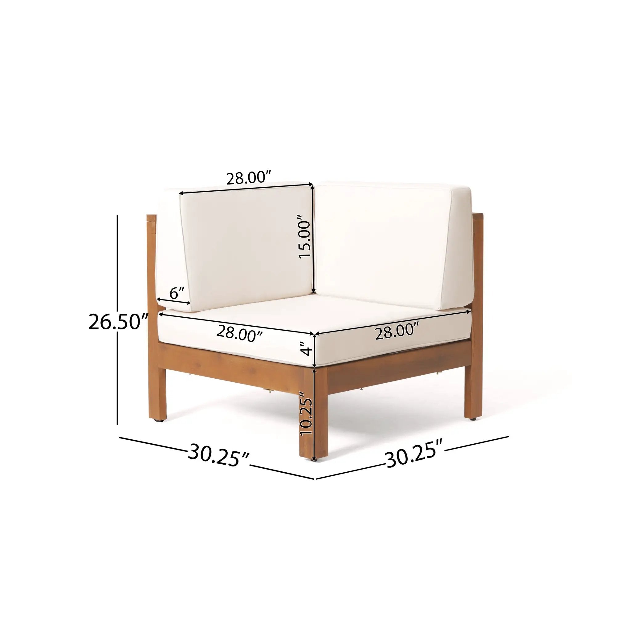OANA Outdoor Wooden Sectional Set with Cushions, Beige by HouseOfZazla