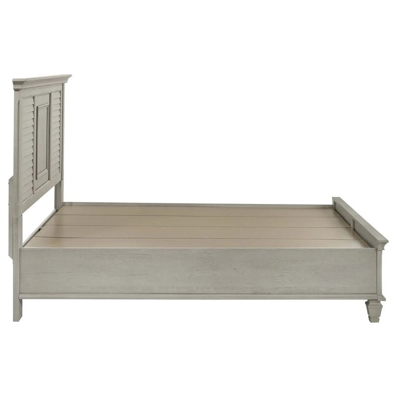 Franco Wood Queen Storage Panel Bed Distressed White by Unique Piece Furniture