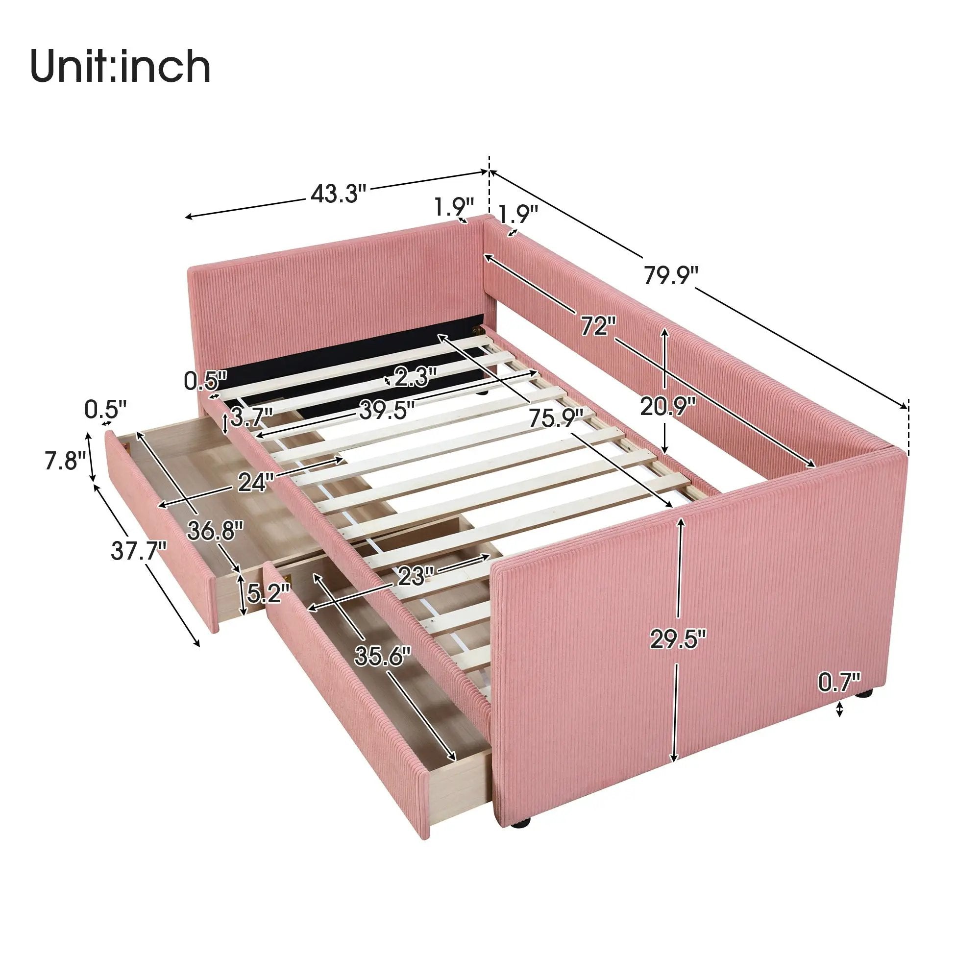 Daybed With Two Drawers And Wood Slat by Unique Piece Furniture