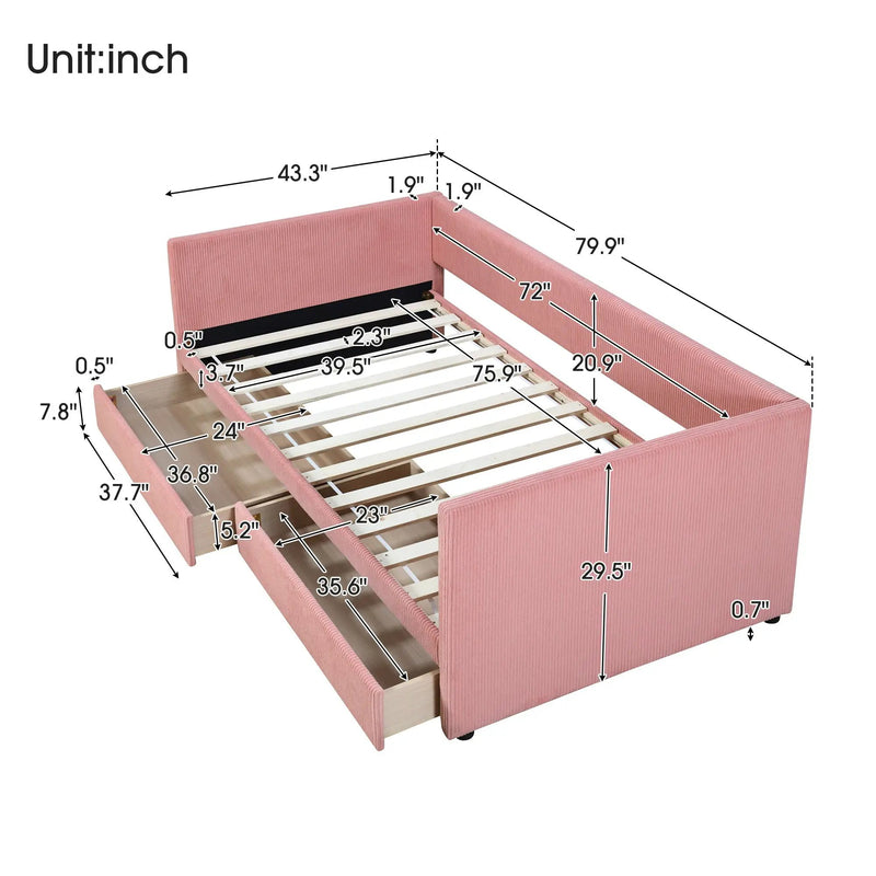 Daybed With Two Drawers And Wood Slat by HouseOfZazla