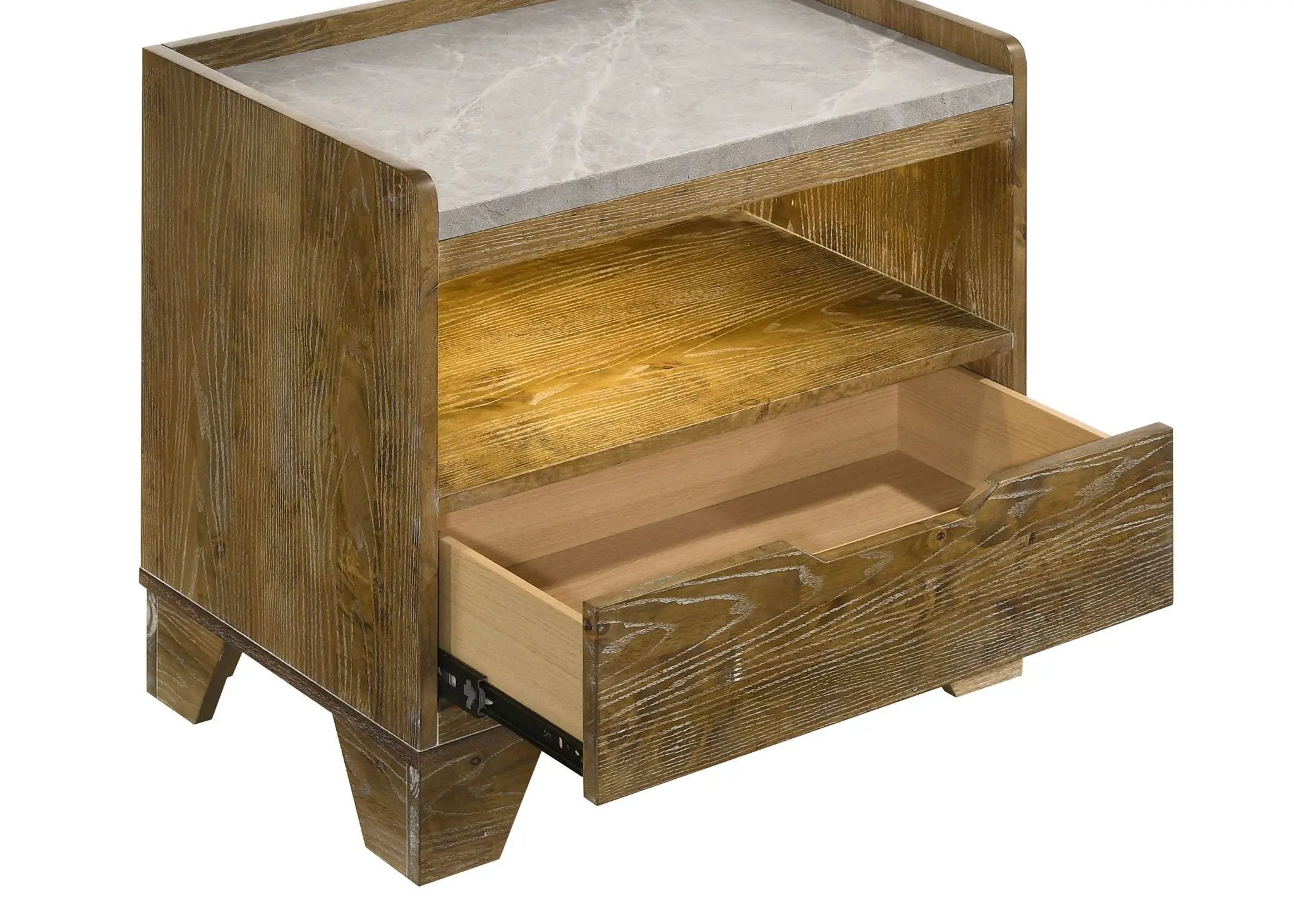 Henderson 1-drawer LED Nightstand Bedside Table Medium Oak by Unique Piece Furniture