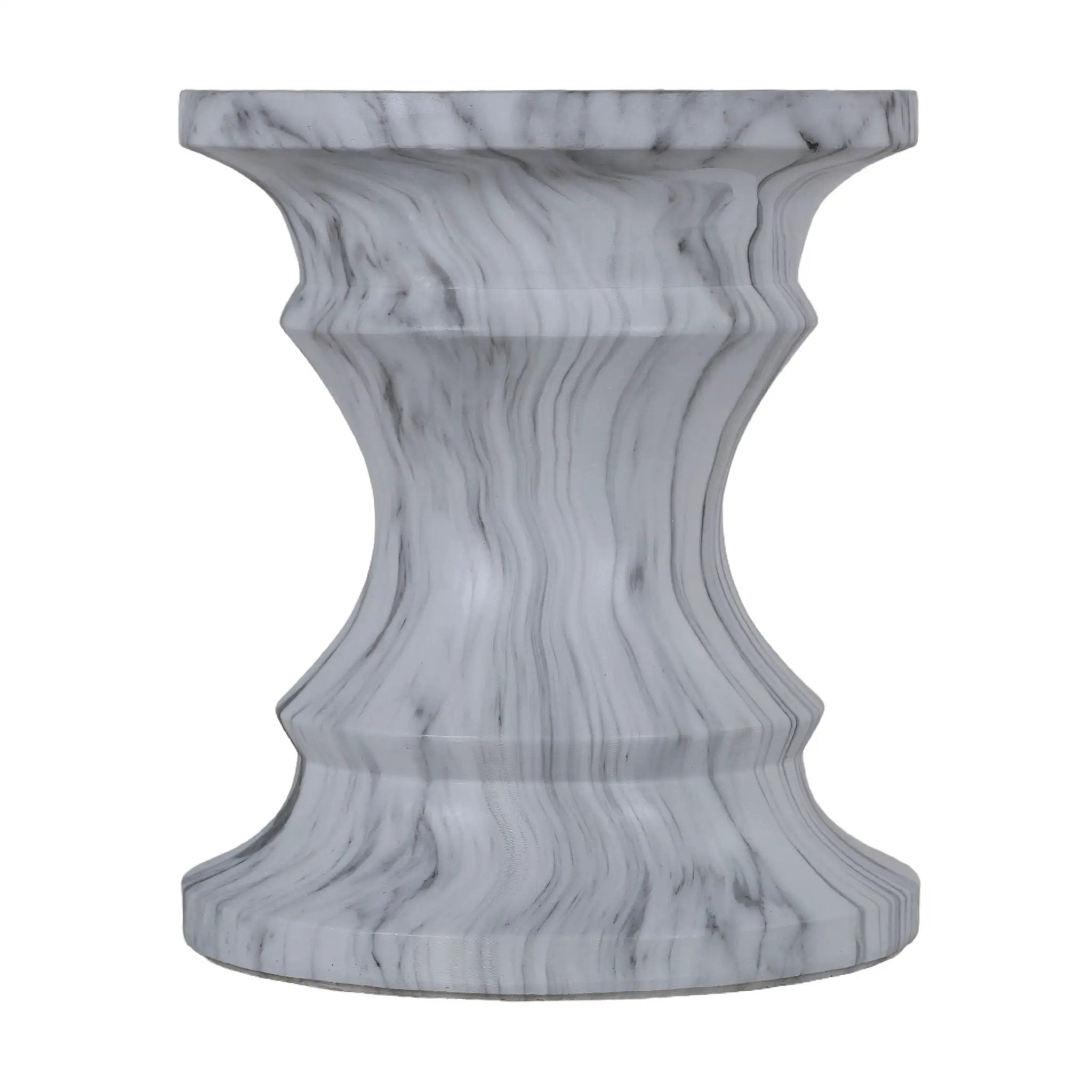 Geometric Round Outdoor End Table - Marble by HouseOfZazla