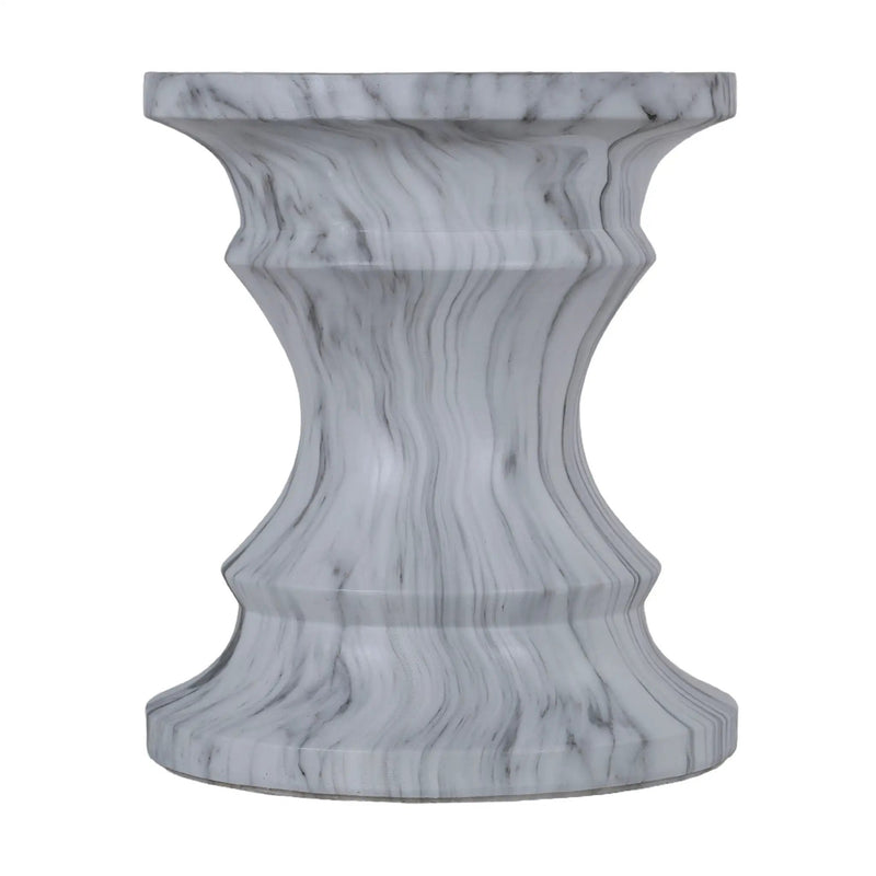 Geometric Round Outdoor End Table - Marble by HouseOfZazla