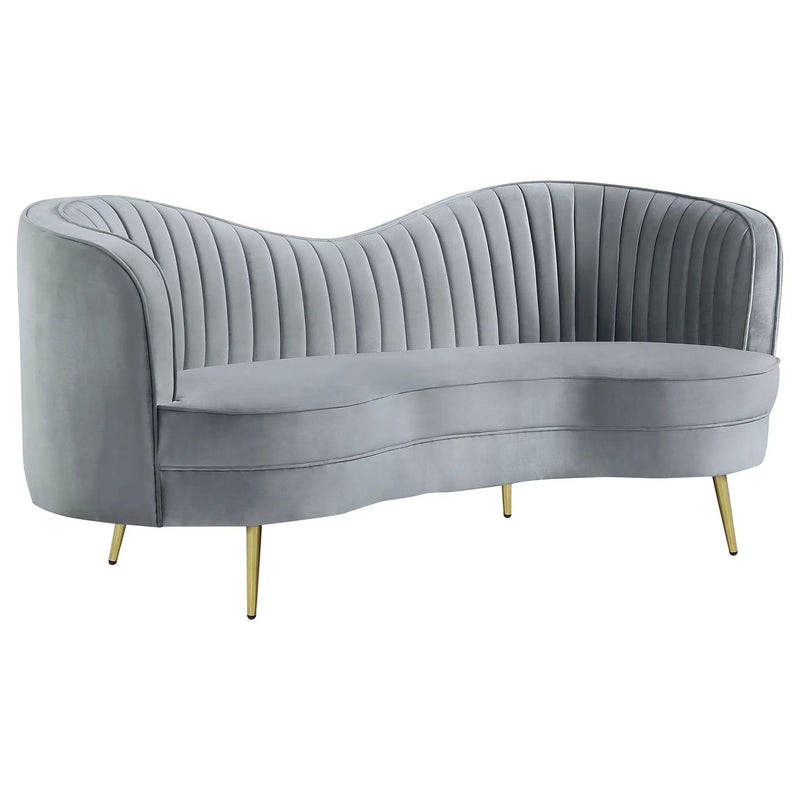 Sophia 2-piece Upholstered Channel Tufted Sofa Set Grey by Unique Piece Furniture