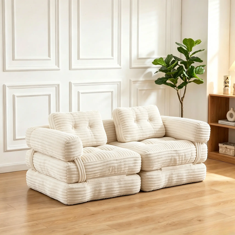 Boneless Foldable Floor Sofa Bed with Armrest & Pillows by HouseOfZazla