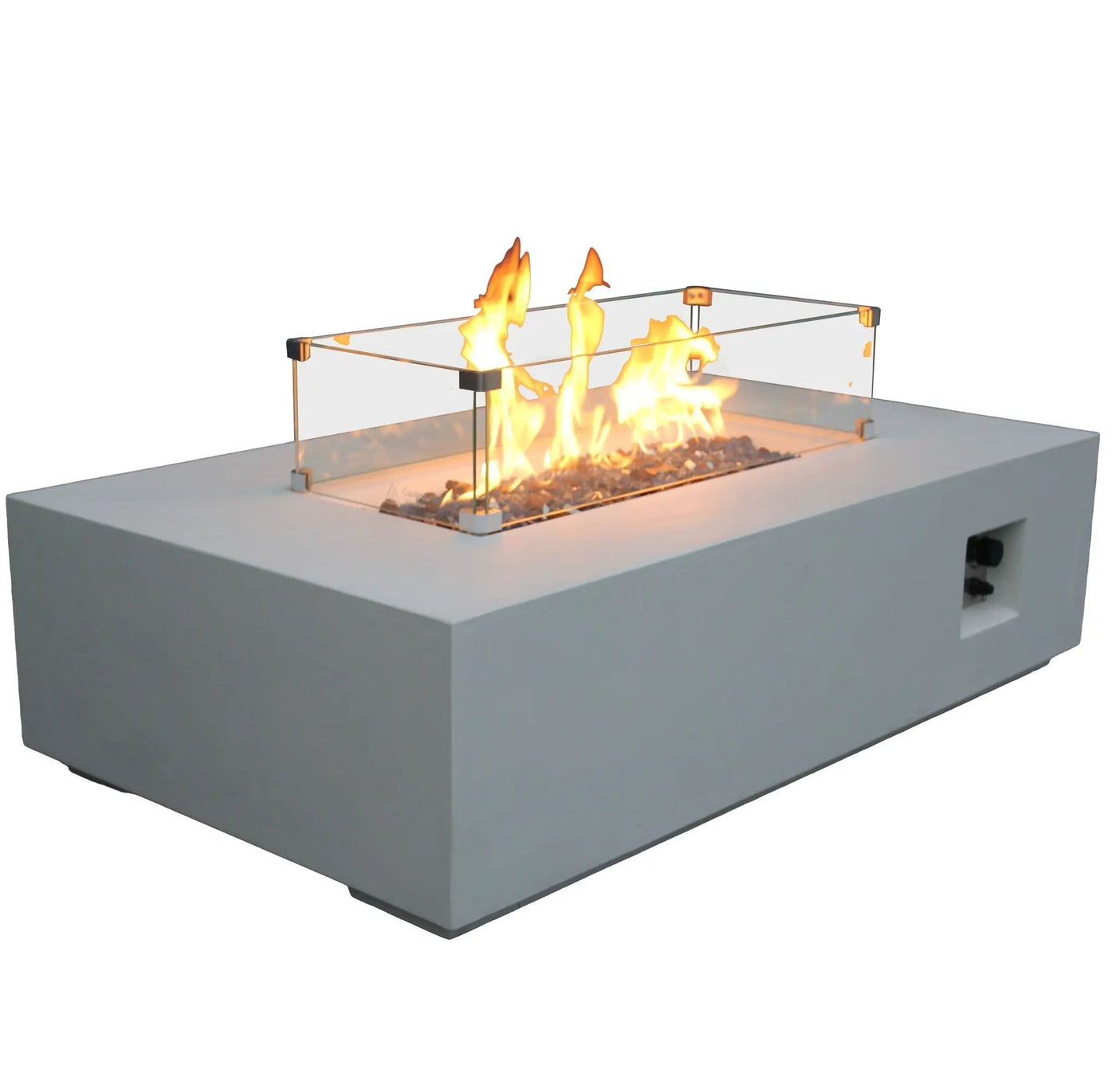 Outdoor Concrete Propane Gas Rectangle Fire Pit Table by HouseOfZazla