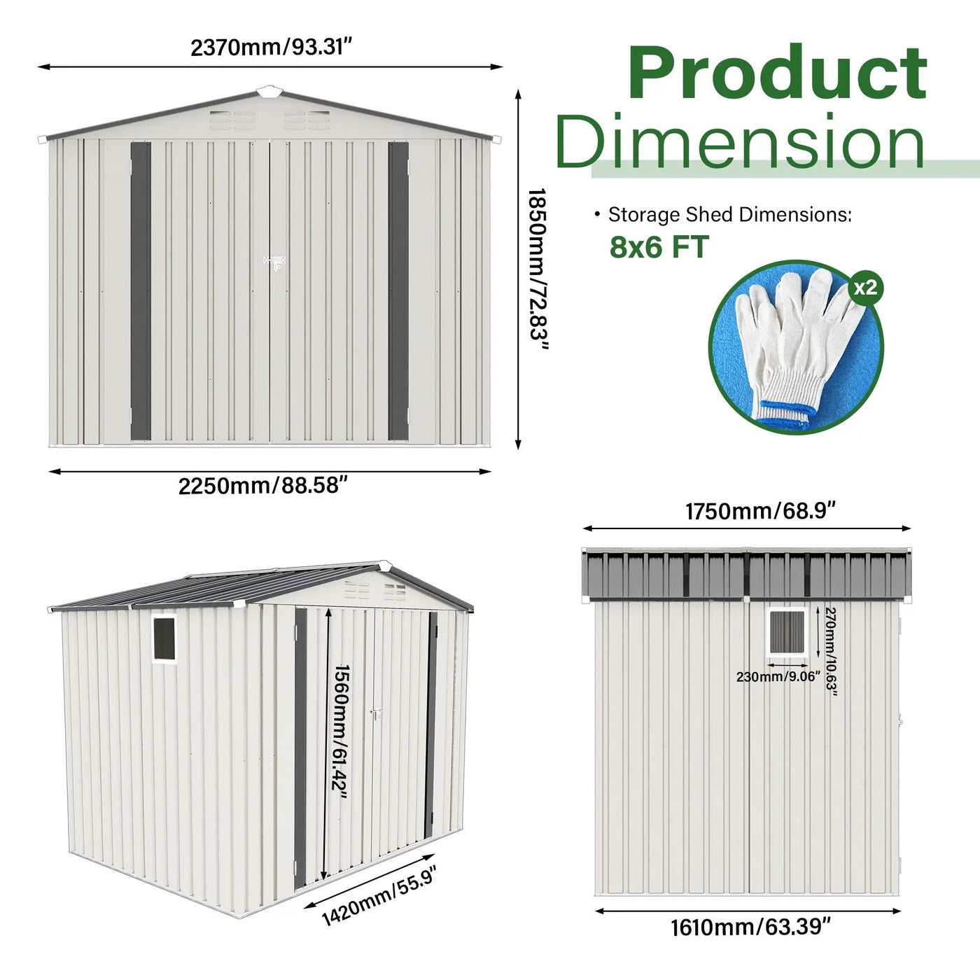 Garden Tool Shed Metal Storage Shed With Peaked Roof Waterproof Lockable Door by HouseOfZazla