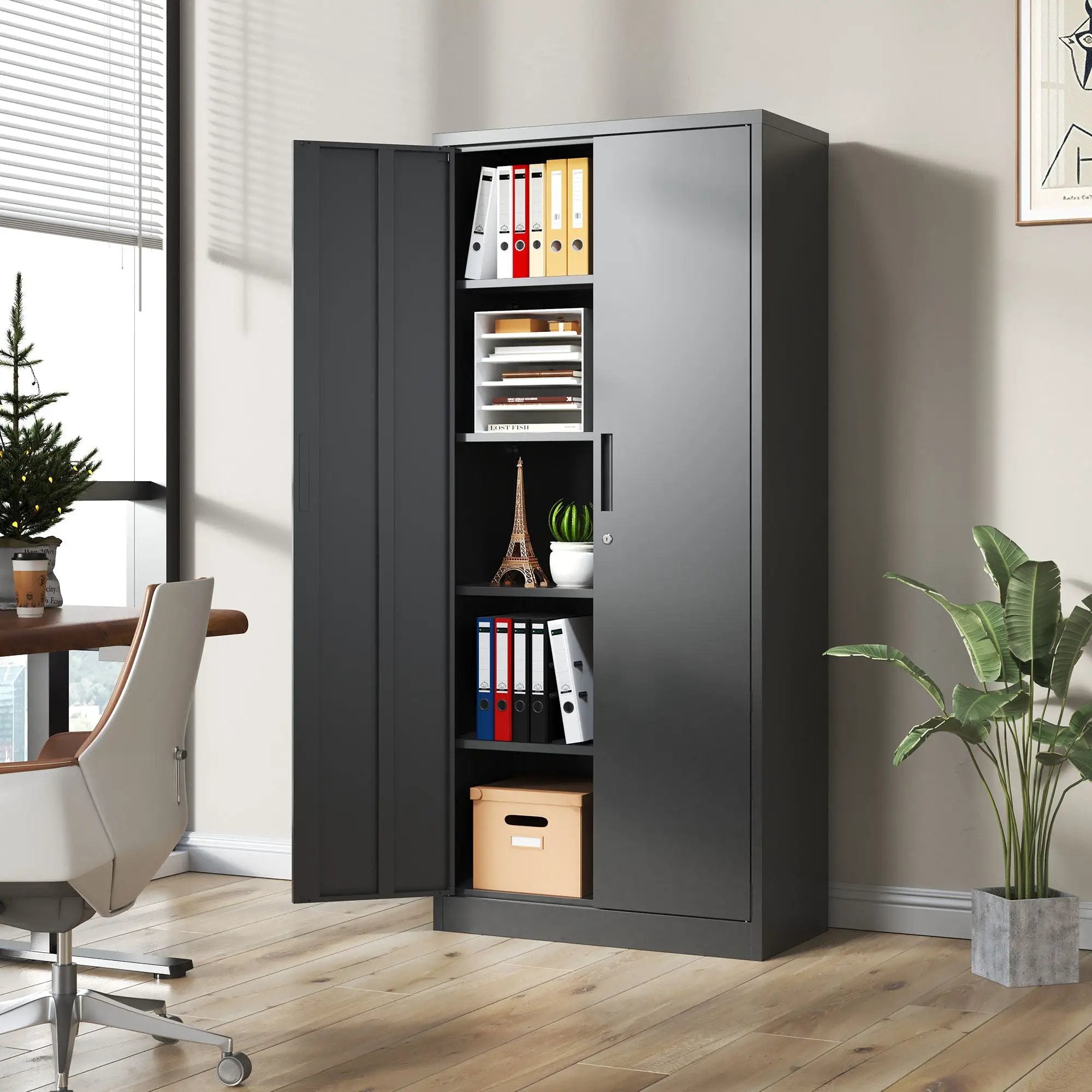 Heavy Metal Garage Storage Cabinet With Locking Doors, Steel, Adjustable Shelves by HouseOfZazla