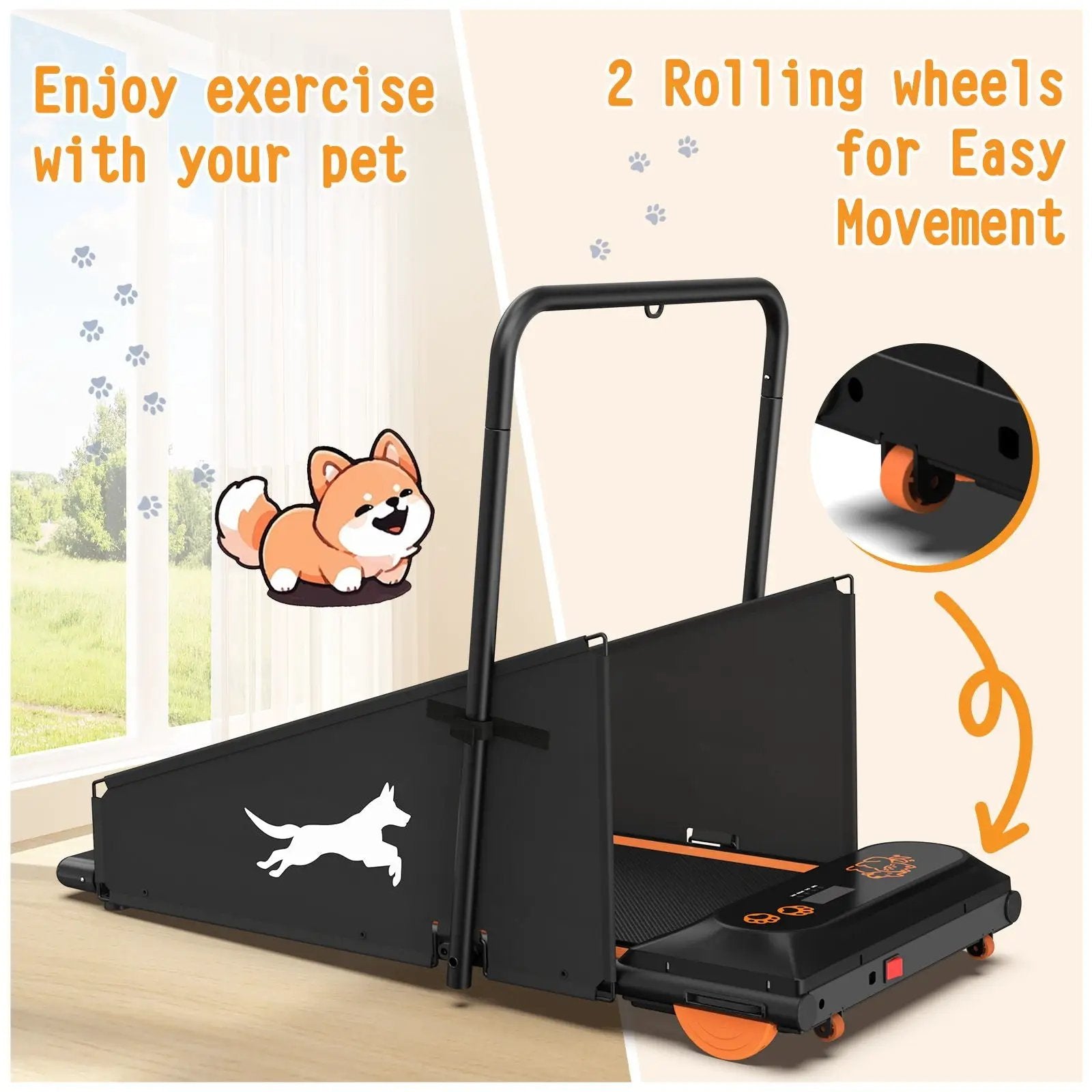 Dog Treadmill For Small To Medium Dogs With LED Display - Black / Orange
