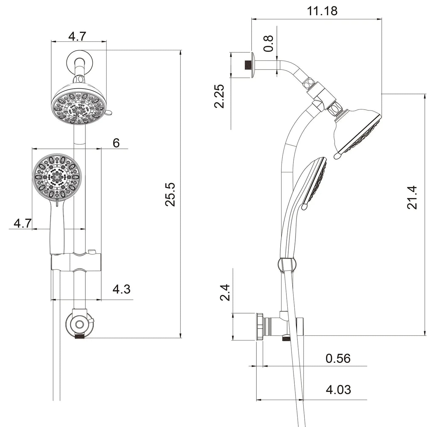 Multi Function Dual Shower Head Shower System With 4.7" Rain Showerhead, 7 Function Hand Shower, Adjustable Slide Bar by HouseOfZazla