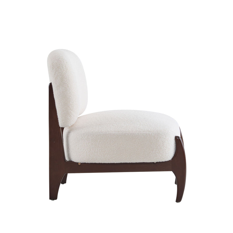 Modern Boucle Lounge Chair With Solid Wood Frame