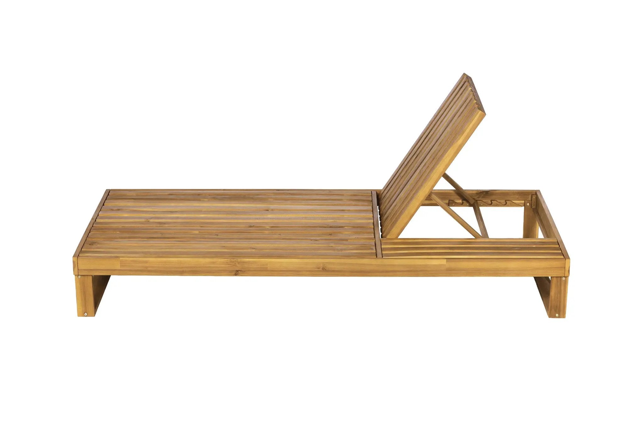 Acacia Wood Chaise Lounge Teak Finish with Adjustable Recliner by HouseOfZazla