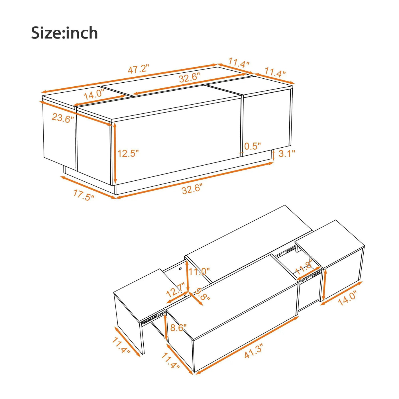 Extendable Coffee Table With 2 Hidden Storage Space And 2 Drawers For Living Room by HouseOfZazla