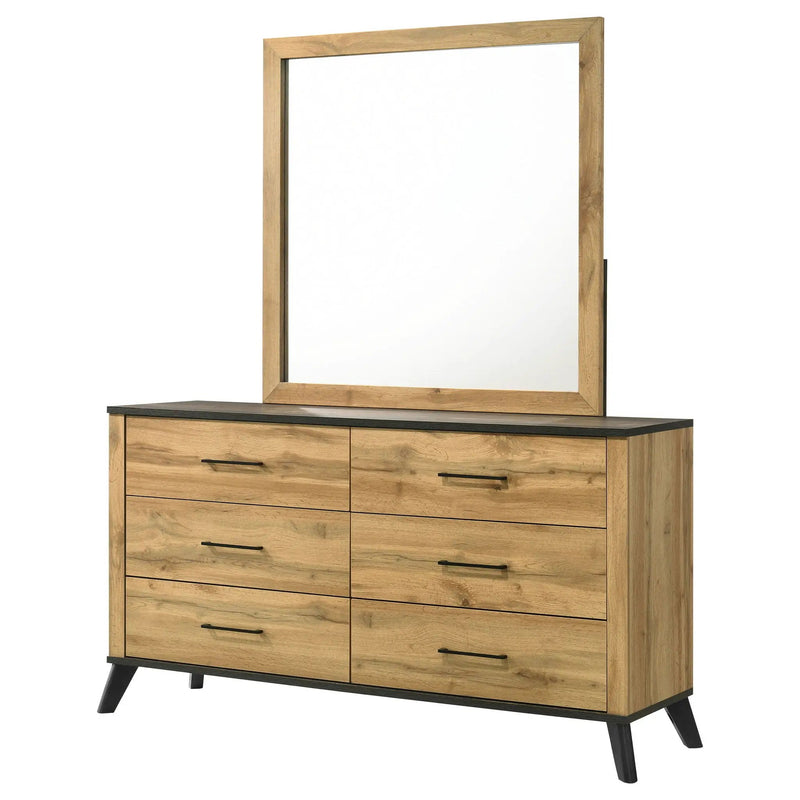 Kaywood 6-drawer Dresser and Mirror Natural Pine by Unique Piece Furniture