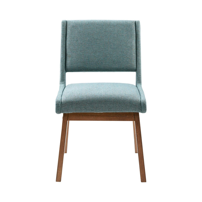 Blue Upholstered Dining Chair Set with Retro Design - Set of 2, photo 4 of 8