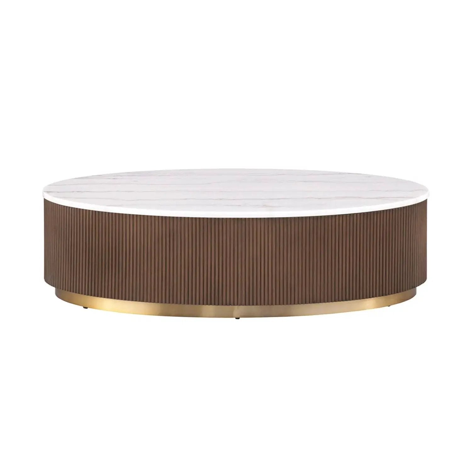 Oval Cocktail Table - Brown / Gold / White by HouseOfZazla