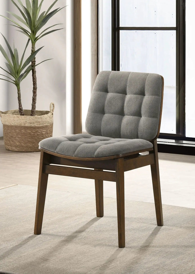Redbridge Velvet Upholstered Side Chair Grey and Walnut (Set of 2) by Unique Piece Furniture