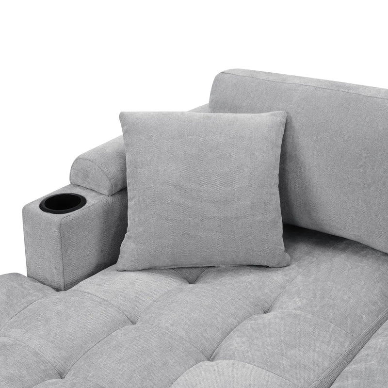 U Shaped Sectional Sofa, Corner Living Room Couch With Built In Cup Holders, Storage, USB Ports by HouseOfZazla
