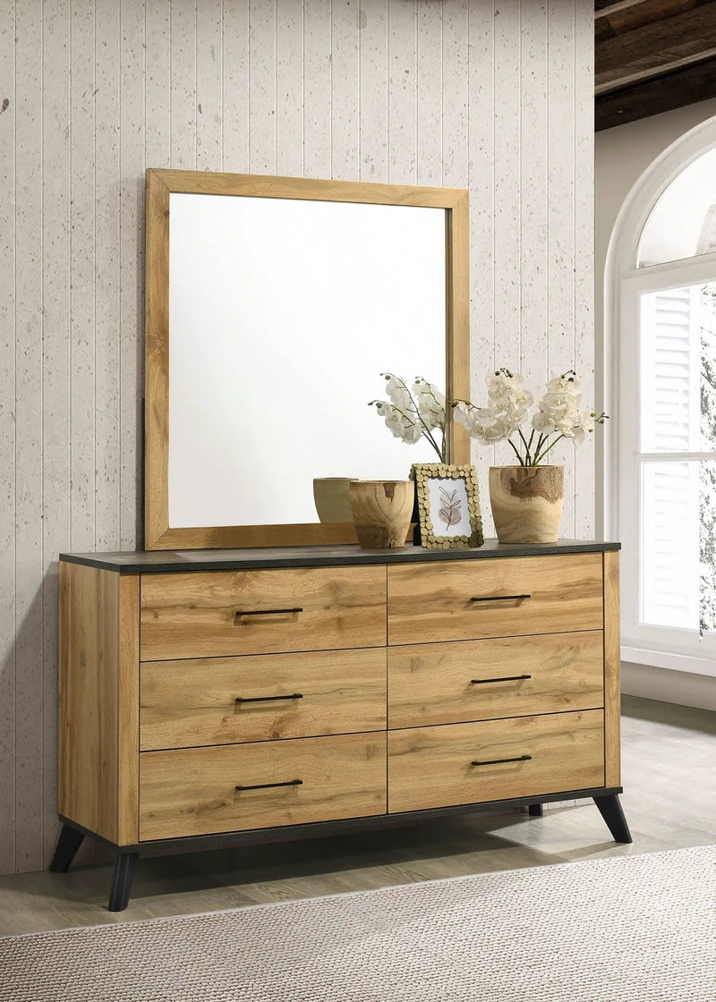 Kaywood 6-drawer Dresser and Mirror Natural Pine by Unique Piece Furniture