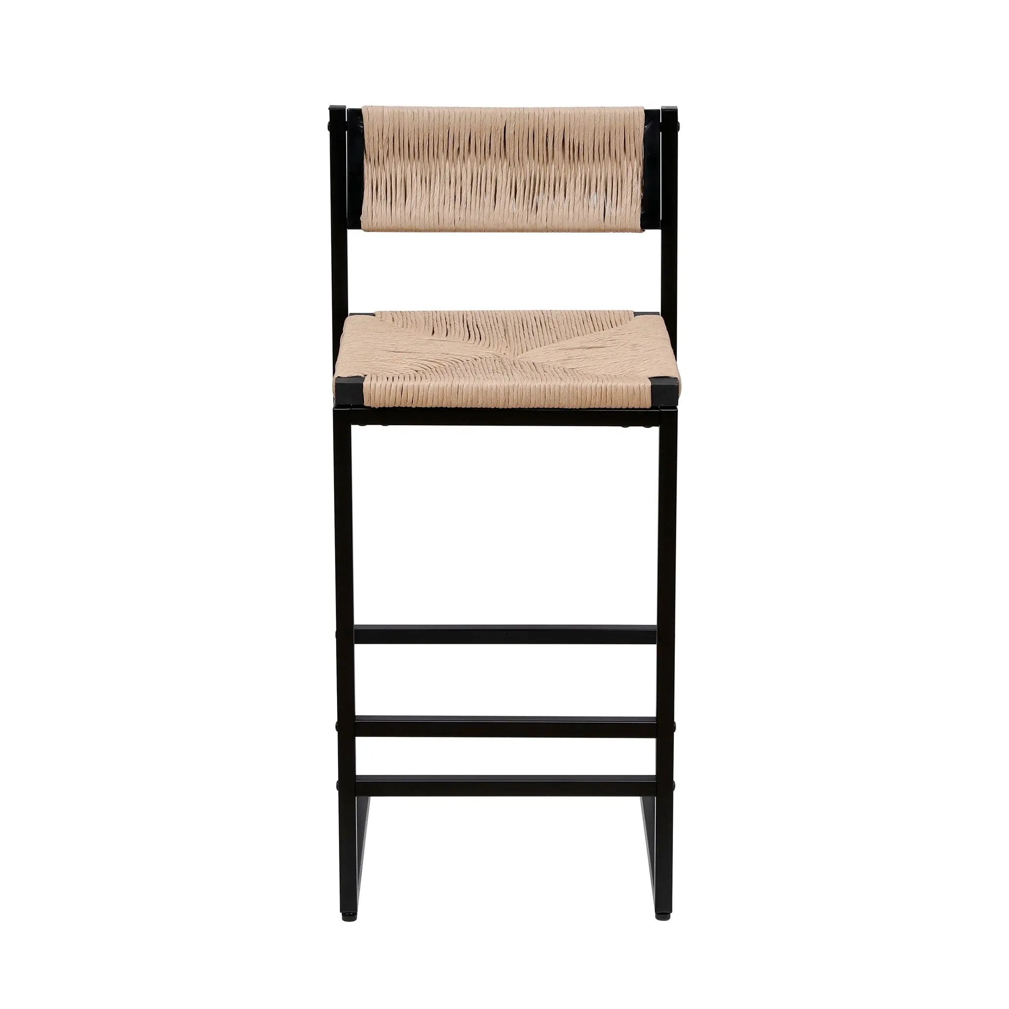Bar Stools Paper Rope Weave Dining Chairs With Back Hand Weave Stools For Kichen Island, Bar & Counter (Set of 2) by HouseOfZazla