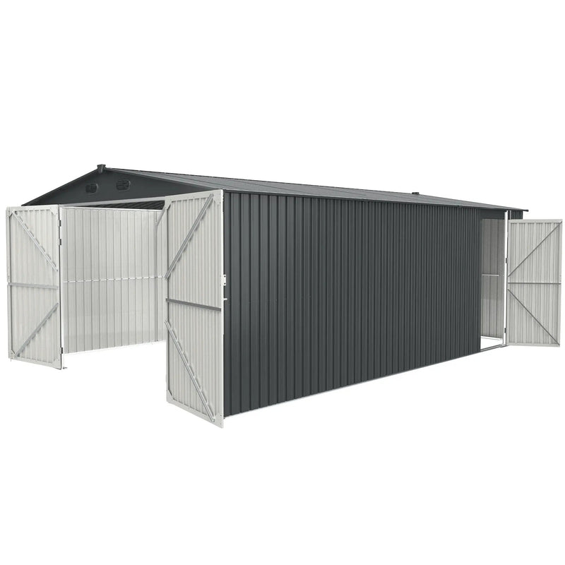 Outdoor Storage Shed, Metal Garden Shed Backyard Utility Tool House Building With 2 Doors And 4 Vents For Car, Truck, Bike, Garbage Can, Tool, Lawnmower by HouseOfZazla