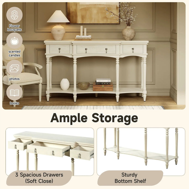 Retro Console Table With 3 Soft Close Drawers by HouseOfZazla